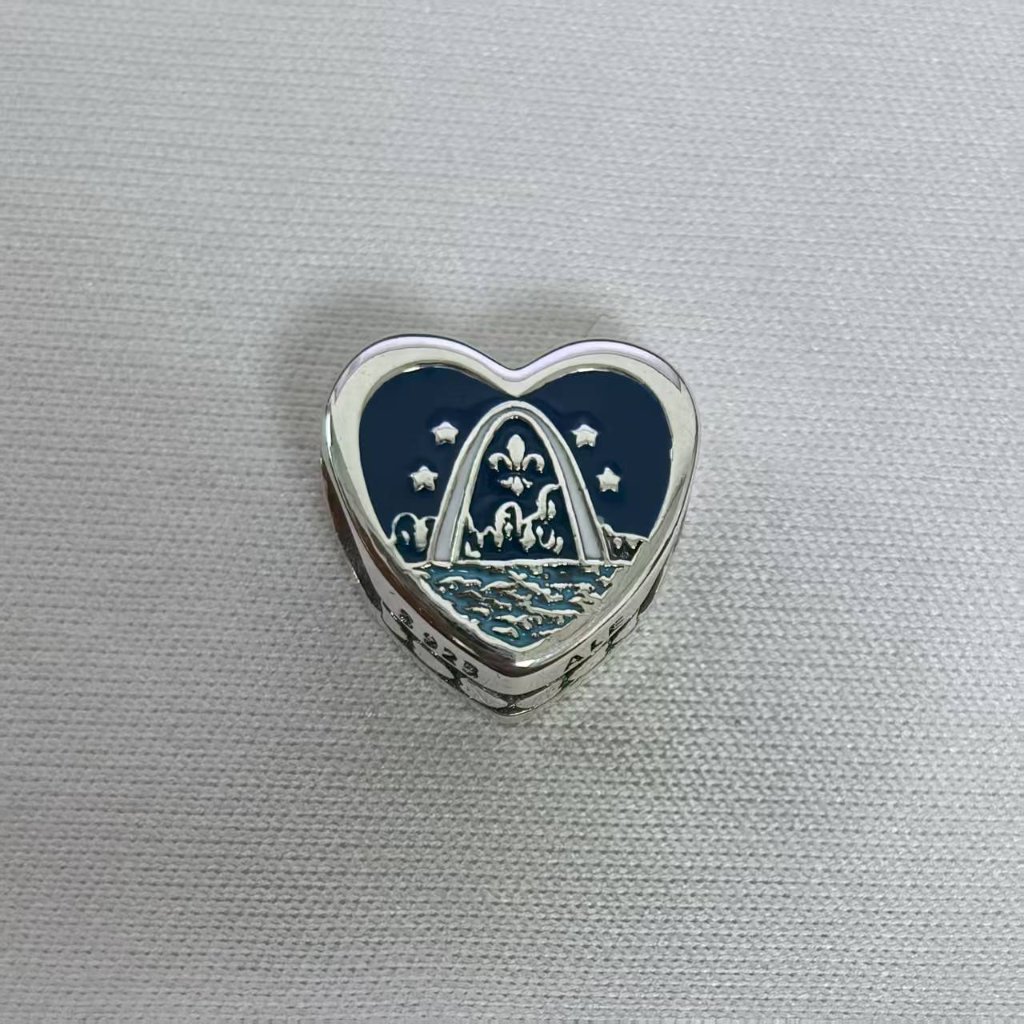Pandora Saint Louis Exclusive Travel Heart Charm Pendant, S925 Silver Jewelry